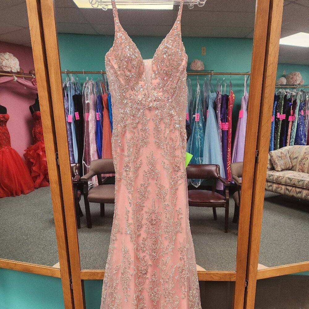 Colette CL2051 Size 2 Blush/Silver Prom/Evening Dress